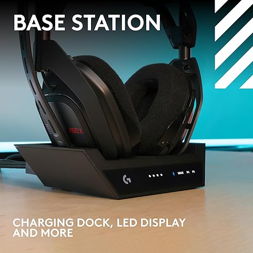 Logitech G Astro A50 X Omni Wireless Gaming Headset Base Station PS5 Xbox PC PLAYSYNC Video Audio Switcher HDMI 2.1 4K 120Hz VRR 24 bit 48 kHz 24hr Battery 2.4GHz BT Black