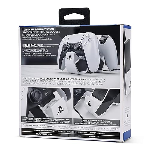 PowerA Twin Charging Station Dualsense Wireless Controllers Charge Sony PlayStation PS5 Officially Licensed