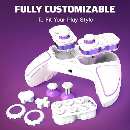 PDP Victrix Pro BFG Wireless Gaming Controller for Playstation 5 PS5 PS4 PC Modular Esports Gamepad Remappable Buttons Customizable Triggers Paddles D-Pad Fightpad PC App White