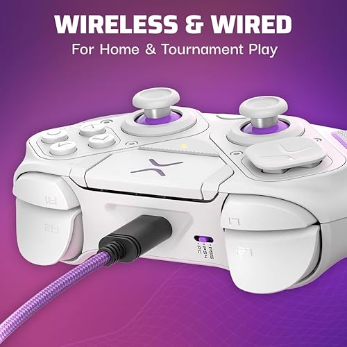 PDP Victrix Pro BFG Wireless Gaming Controller for Playstation 5 PS5 PS4 PC Modular Esports Gamepad Remappable Buttons Customizable Triggers Paddles D-Pad Fightpad PC App White