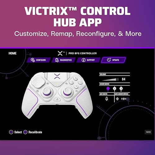 PDP Victrix Pro BFG Wireless Gaming Controller for Playstation 5 PS5 PS4 PC Modular Esports Gamepad Remappable Buttons Customizable Triggers Paddles D-Pad Fightpad PC App White