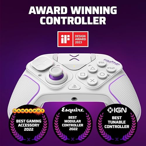 PDP Victrix Pro BFG Wireless Gaming Controller for Playstation 5 PS5 PS4 PC Modular Esports Gamepad Remappable Buttons Customizable Triggers Paddles D-Pad Fightpad PC App White