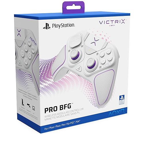 PDP Victrix Pro BFG Wireless Gaming Controller for Playstation 5 PS5 PS4 PC Modular Esports Gamepad Remappable Buttons Customizable Triggers Paddles D-Pad Fightpad PC App White