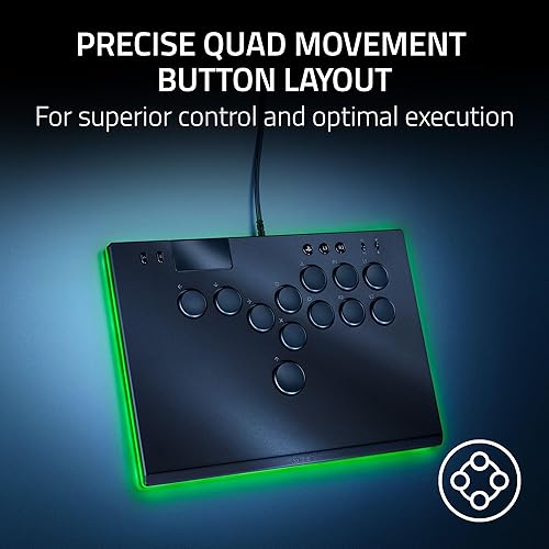 Razer Kitsune All Button Arcade Controller for PS5 PlayStation 5 PC Low Profile Optical Switches Slim Form Factor Removable Top Plate Chroma RGB Lighting USB Type C Black