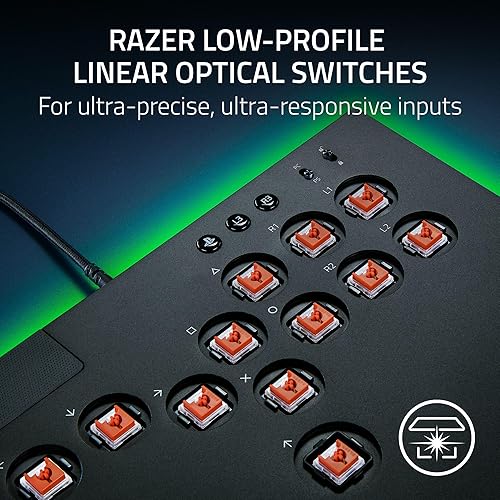 Razer Kitsune All Button Arcade Controller for PS5 PlayStation 5 PC Low Profile Optical Switches Slim Form Factor Removable Top Plate Chroma RGB Lighting USB Type C Black
