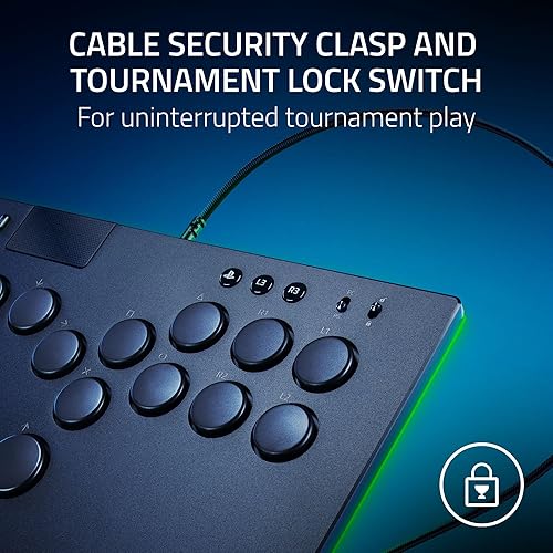 Razer Kitsune All Button Arcade Controller for PS5 PlayStation 5 PC Low Profile Optical Switches Slim Form Factor Removable Top Plate Chroma RGB Lighting USB Type C Black
