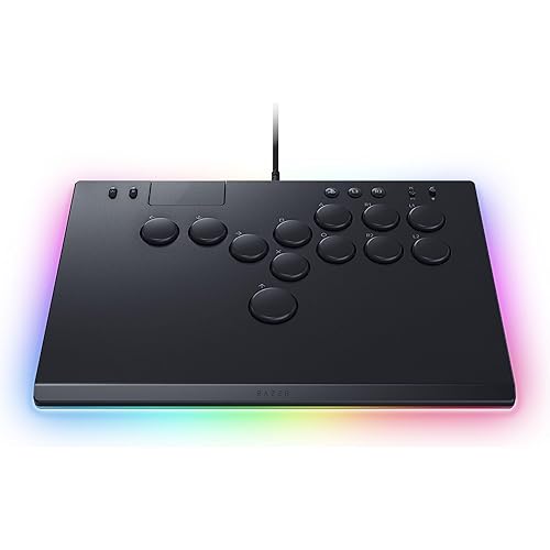 Razer Kitsune All Button Arcade Controller for PS5 PlayStation 5 PC Low Profile Optical Switches Slim Form Factor Removable Top Plate Chroma RGB Lighting USB Type C Black
