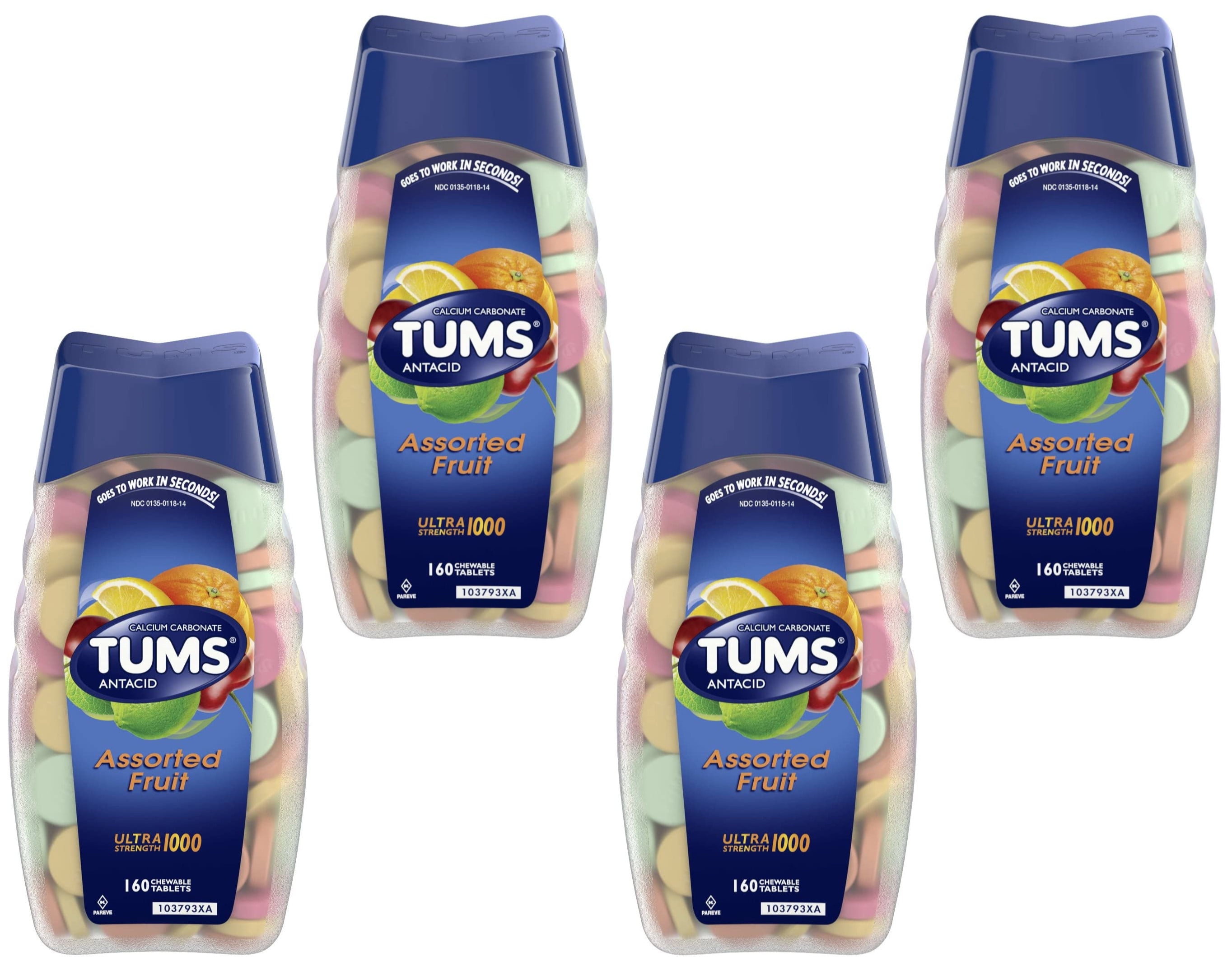 Tums Ultra Maximum Strength Chewable Assorted Tablets 160 CT Pack of 4