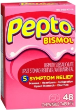 Pepto Bismol Chewable Tablets Original 48 ct x4 for Digestive Relief