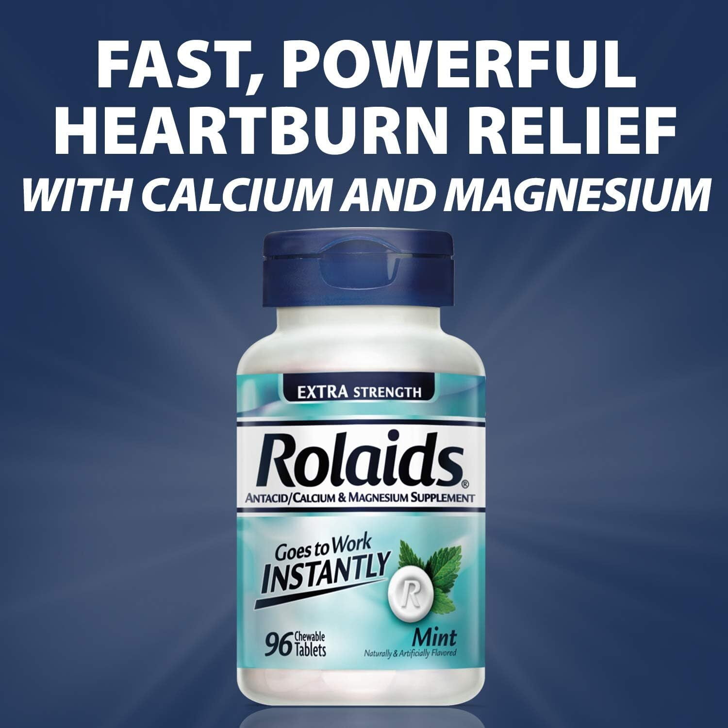 Rolaids Extra Strength Mint Chewable Antacid Tablets 96 Count for Acid Indigestion and Heartburn
