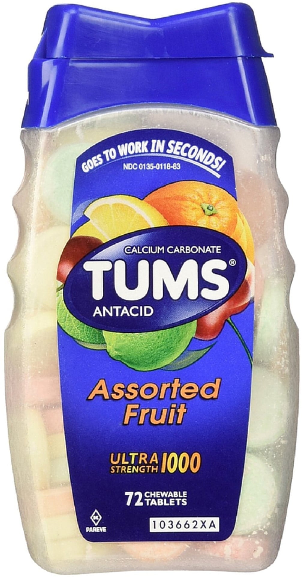 TUMS Ultra Strength Fruit Chewable Tablets 72 ea Pack of 2