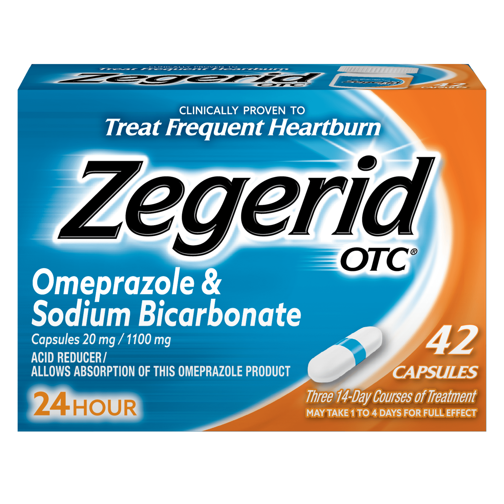 Zegerid Heartburn Relief 24 Hour Medicine Omeprazole Sodium Bicarbonate 42 Count