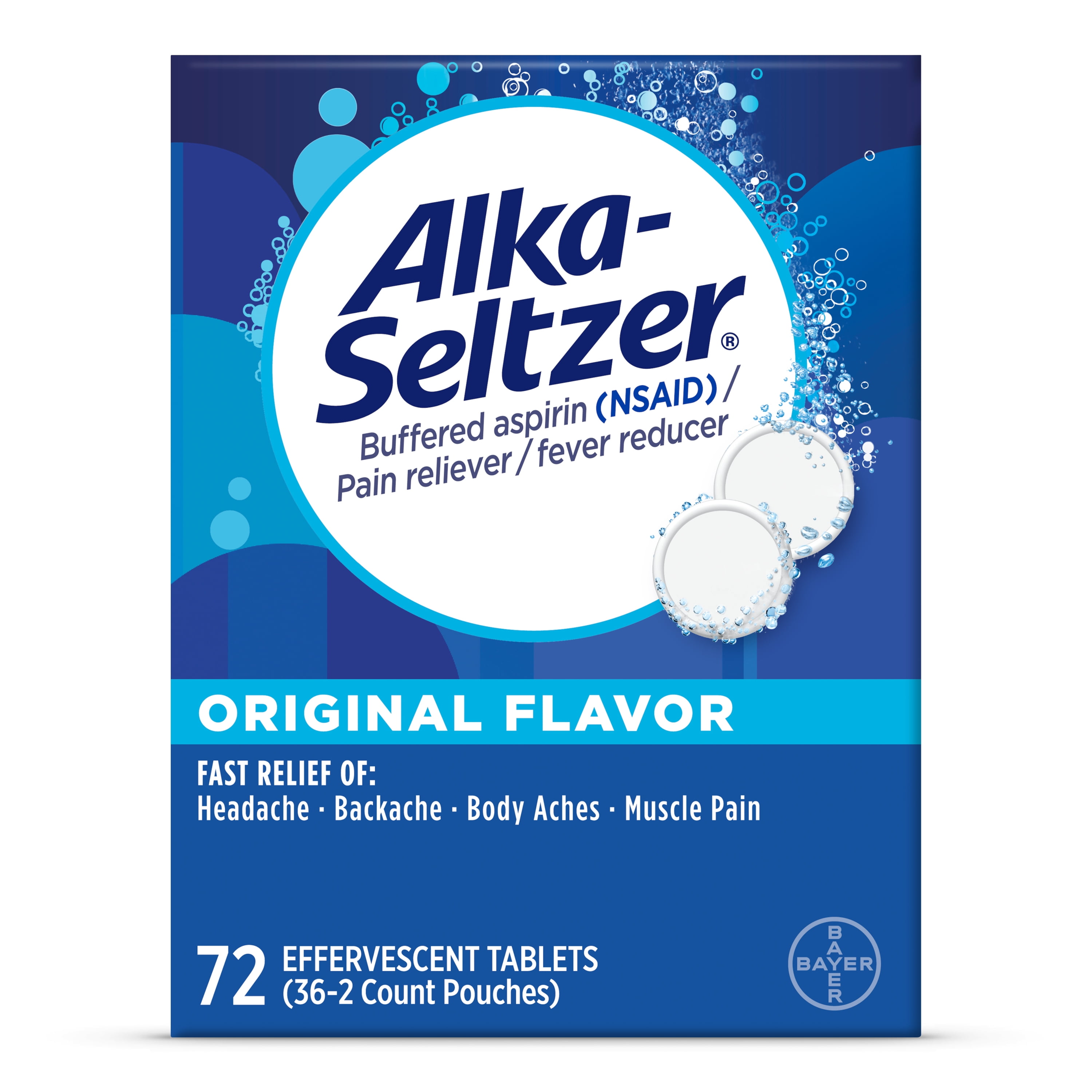Alka-Seltzer Effervescent Tablets Original Flavor Quick Relief Multi Symptoms 72 Units