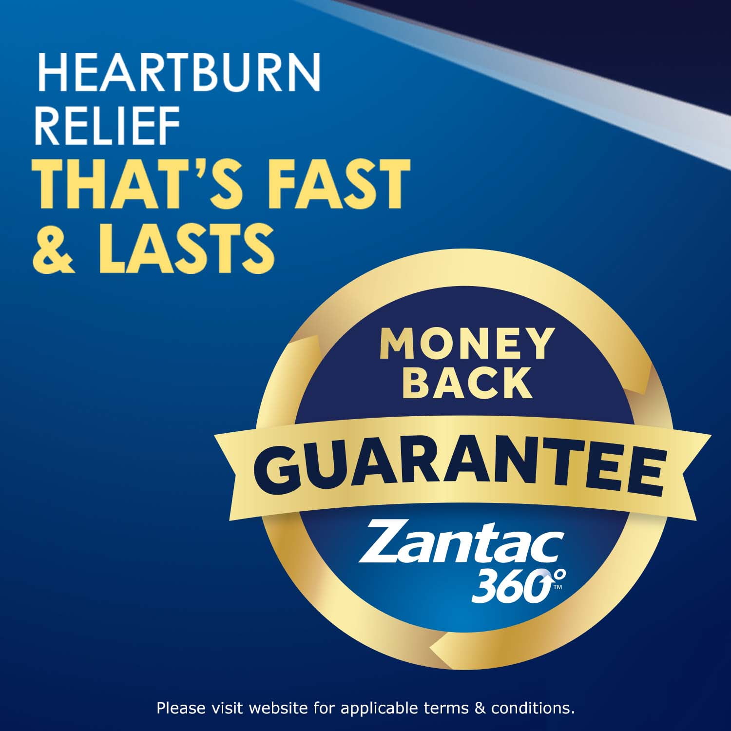Zantac 360 Max Strength Famotidine Antacid Tablets Heartburn Acid Reducer 20 mg 90 Count