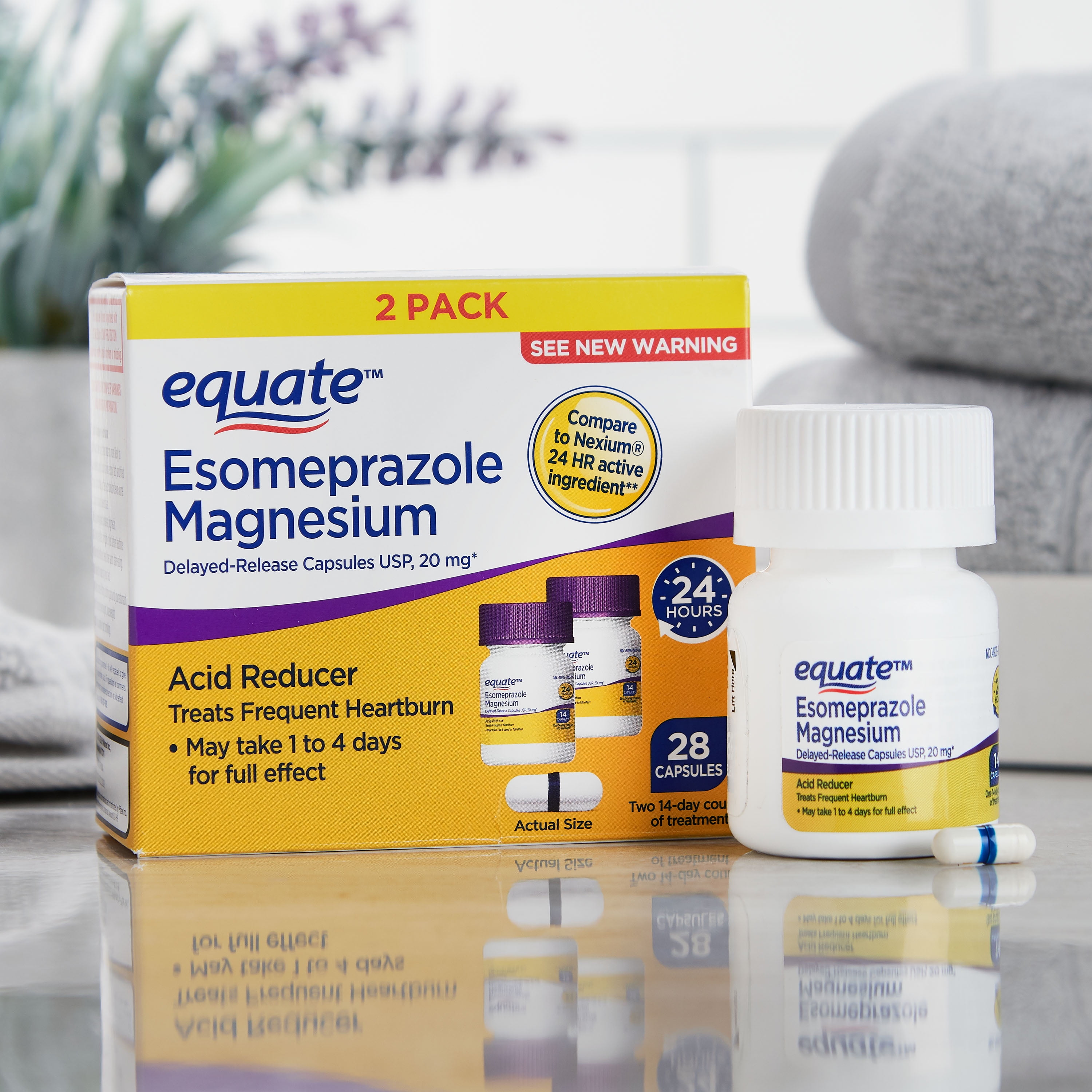 Equate Acid Reducer Esomeprazole Capsules 20mg 28 Count 2 Pack