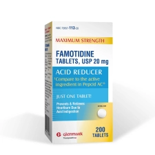Glenmark 20mg Famotidine Acid Reducer Tablets for Heartburn Relief 200 Count