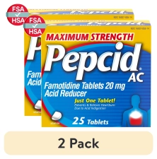 Pepcid AC Maximum Strength Heartburn Medicine 2 Pack 25 Ct Famotidine