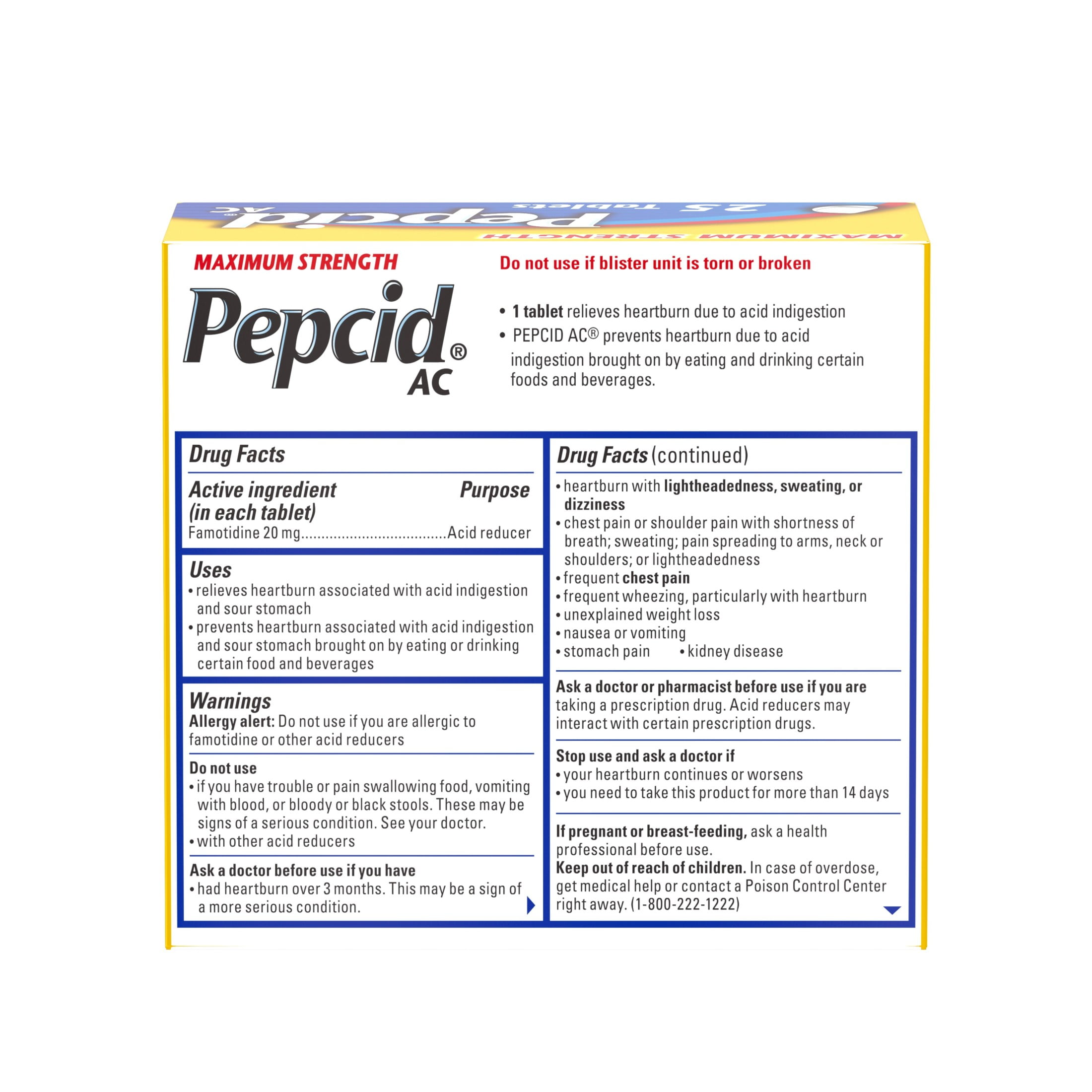 Pepcid AC Maximum Strength Heartburn Medicine 2 Pack 25 Ct Famotidine