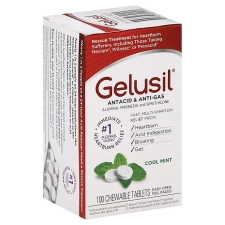 Gelusil Antacid Anti Gas 100 Count Chewable Tablets Cool Mint Flavor