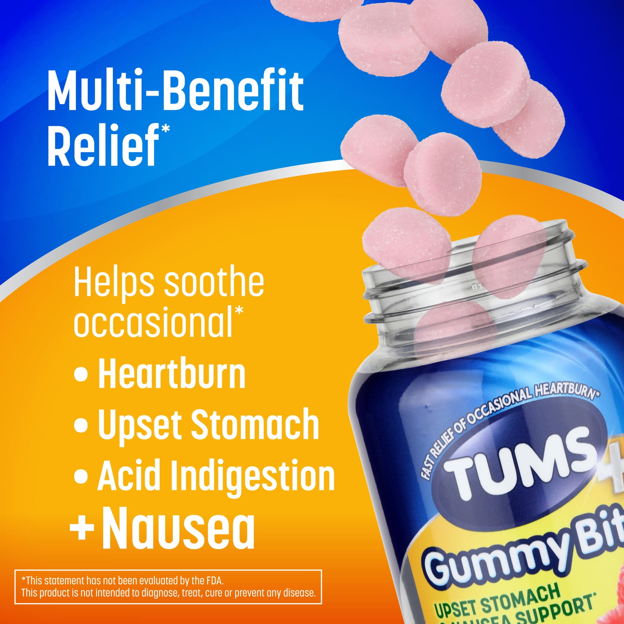 Tums+ Upset Stomach Nausea Support Ginger Berry 45 Count Supplement