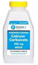 Reliable 1 Calcium Carbonate Antacid 500mg 150 Tablets Dual Pack