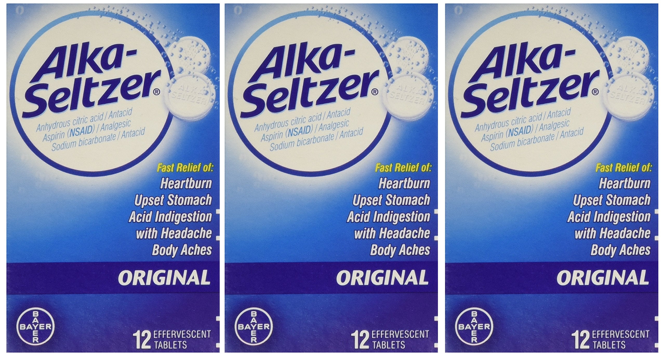 Alka Seltzer Effervescent Antacid Tablets Pack of 3
