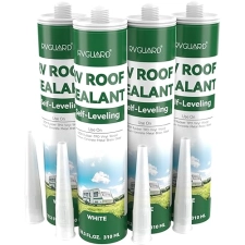 RVGUARD Self-Leveling Flexible RV Caulk Sealant for Roof Repair White 4 Pack