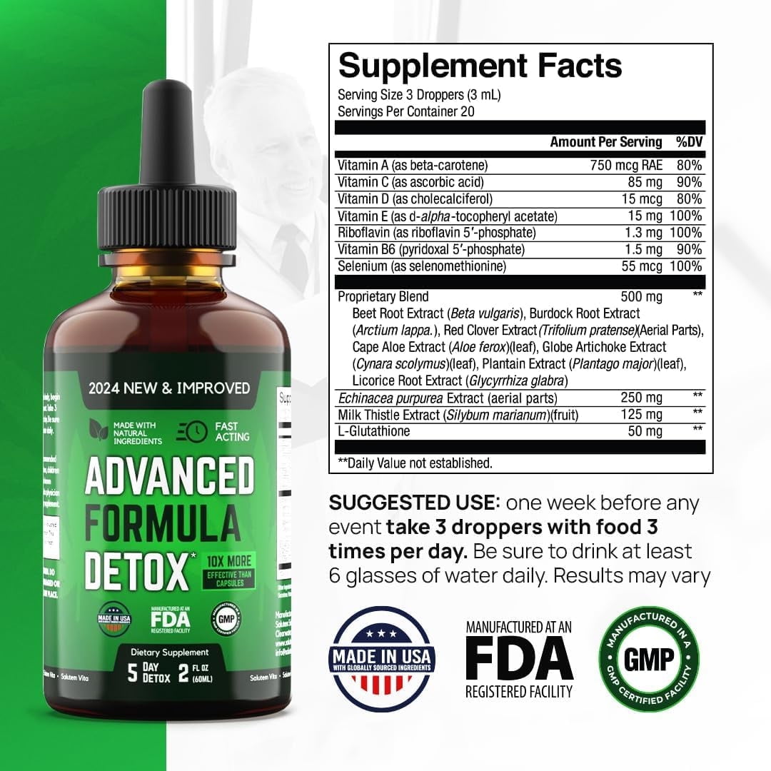 SALUTEM VITA™ LIQUID DETOX KIT - ADVANCED FORMULA FOR TOTAL BODY CLEANSE - 3 PACK