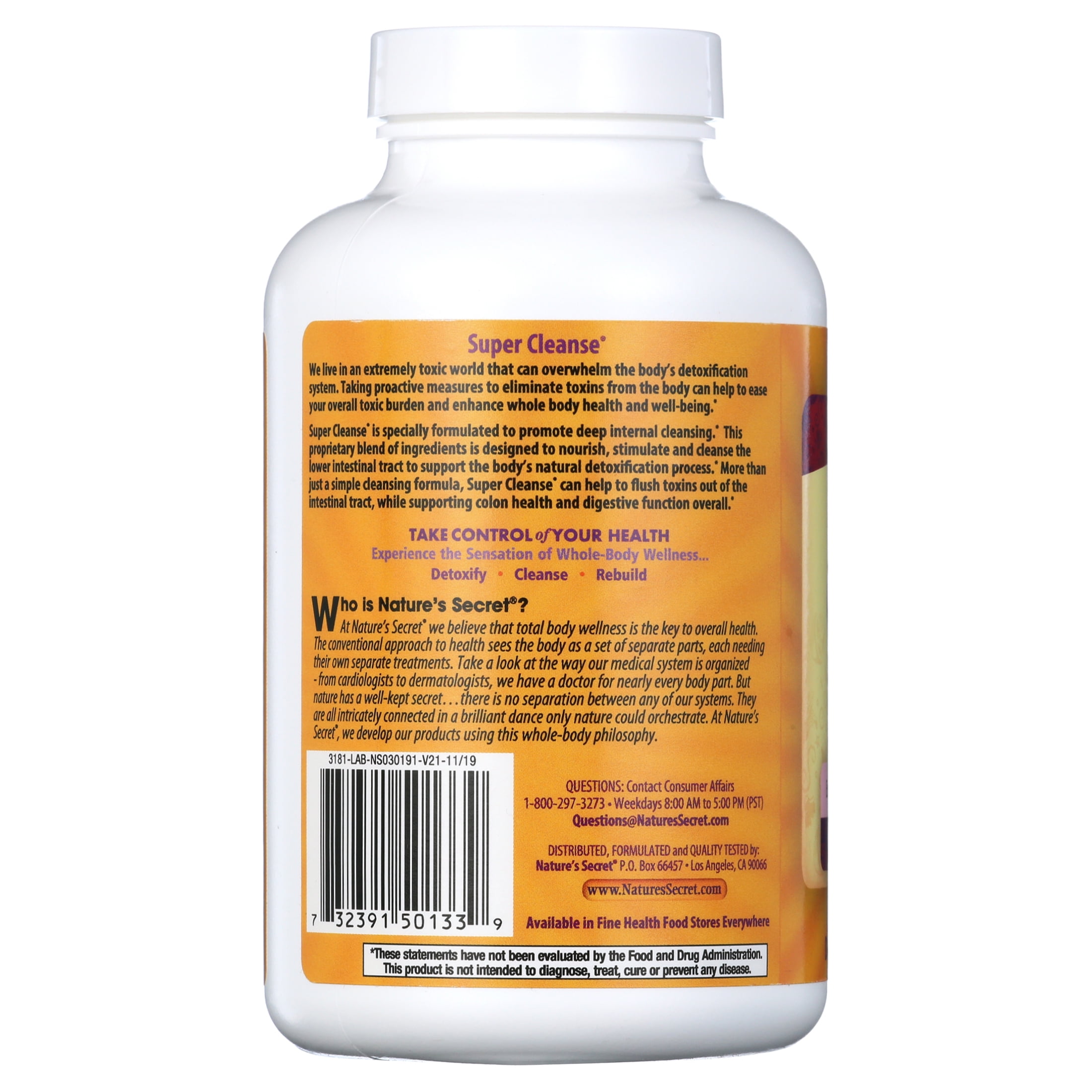 NATURE'S SECRET SUPER CLEANSE CAPSULES, 200 COUNT