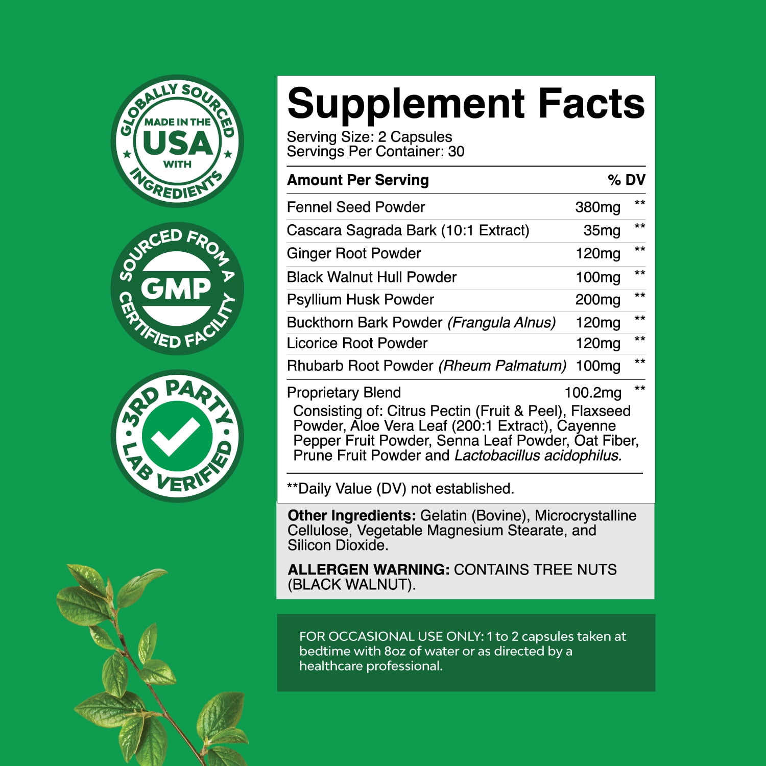 Natures Craft Lactobacillus Acidophilus Probiotic Colon Cleanse Capsules