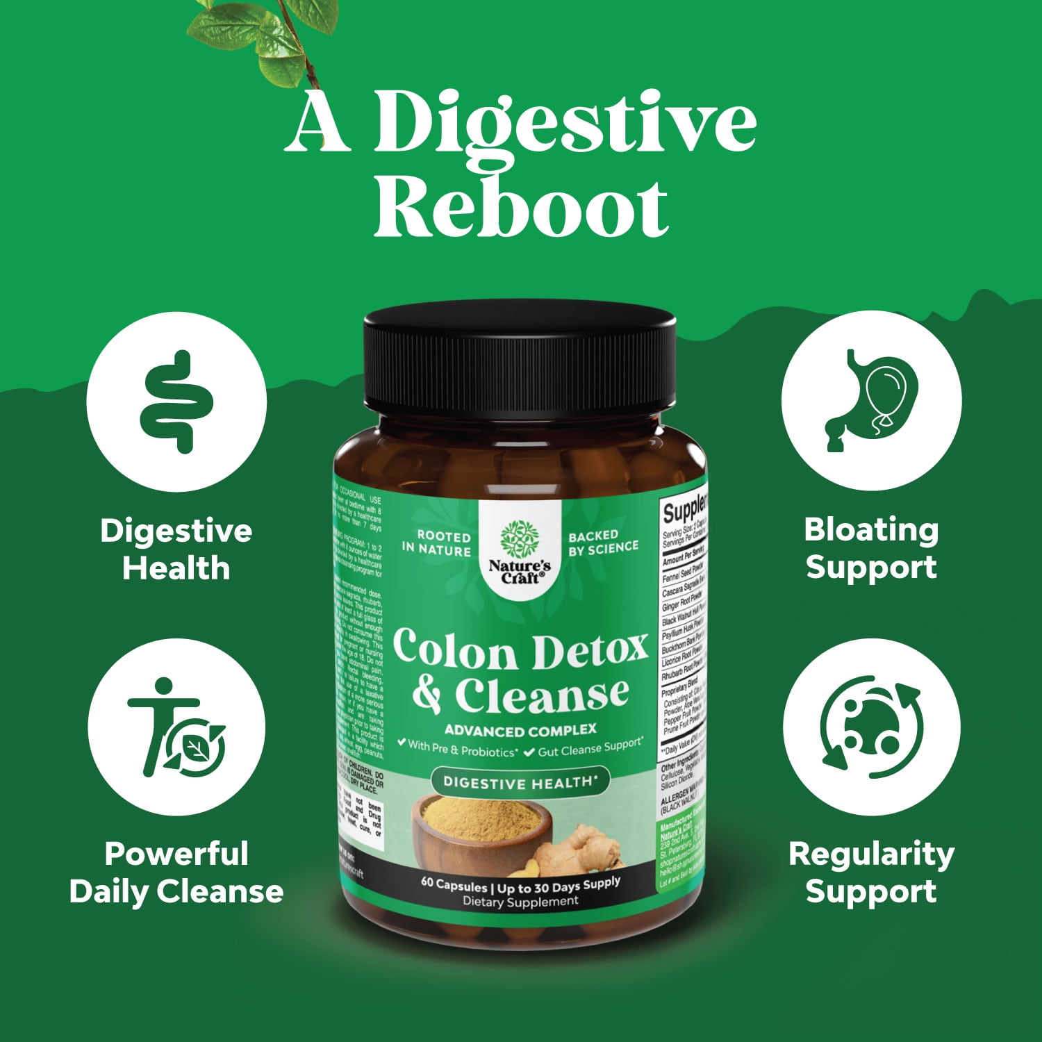 Natures Craft Lactobacillus Acidophilus Probiotic Colon Cleanse Capsules