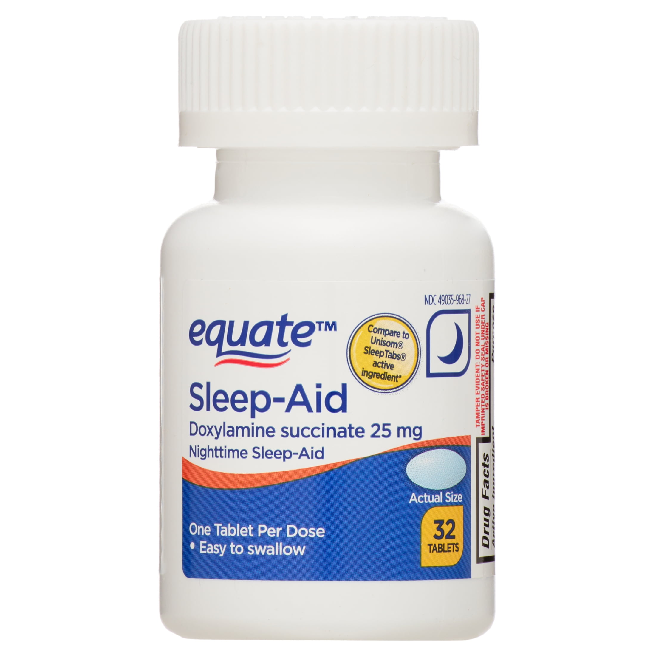 Equate 25mg Doxylamine Succinate Nighttime Sleep Aid Tablets, 32 Count