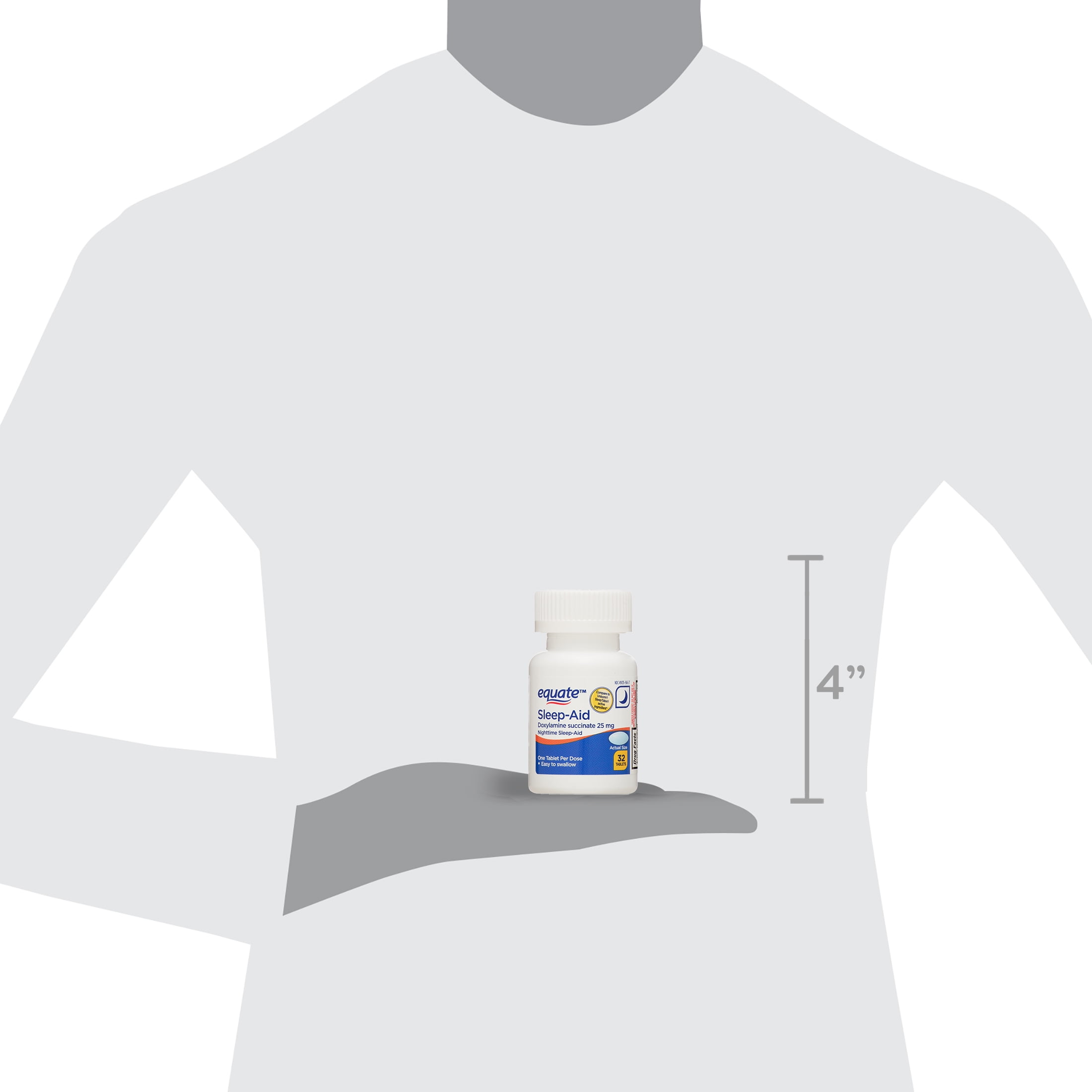 Equate 25mg Doxylamine Succinate Nighttime Sleep Aid Tablets, 32 Count
