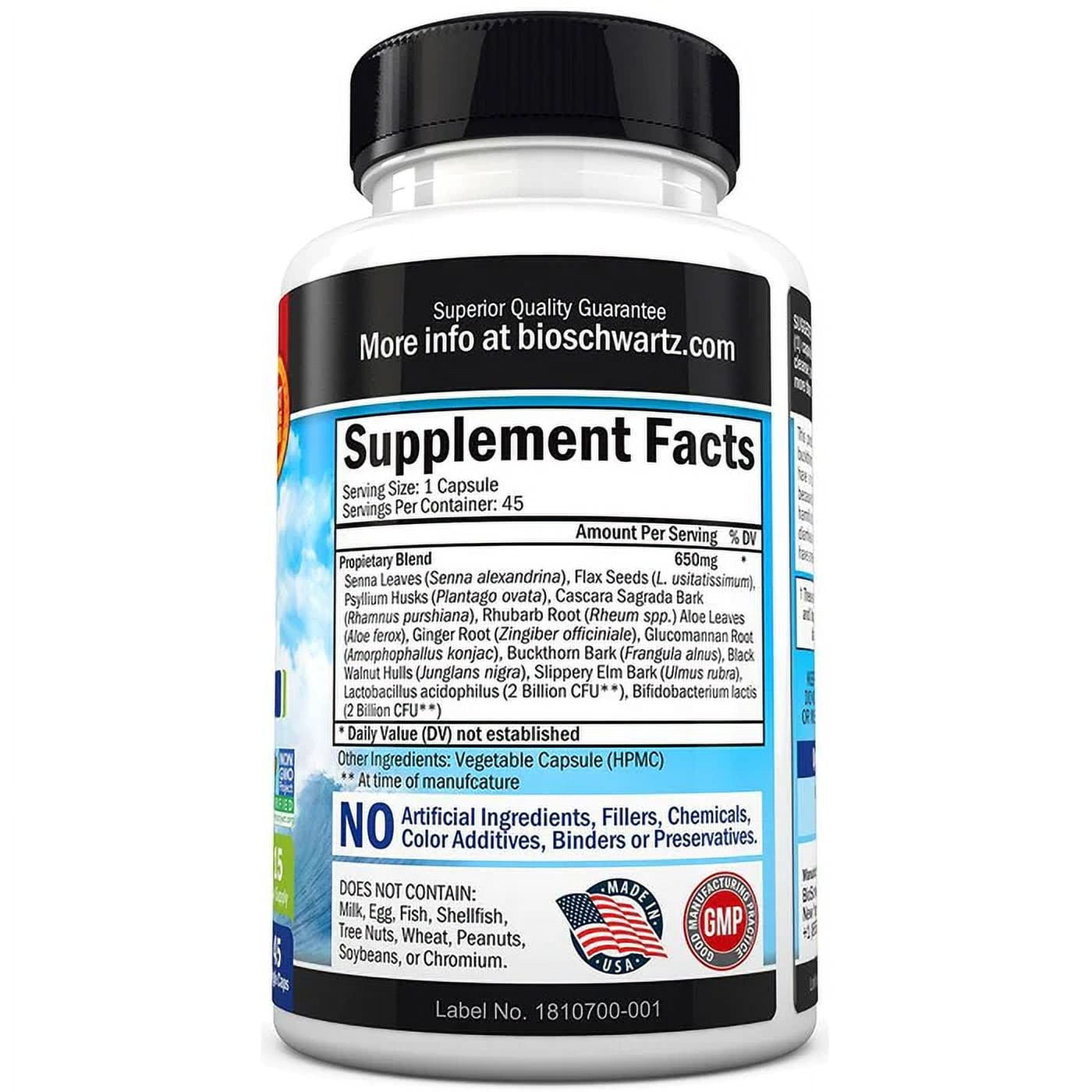 BioSchwartz Colon Cleanser Detox for Weight Loss | Toxin Elimination Supplement | Non-GMO, 45 Caps"