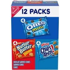 Nabisco Cookie Variety Pack: OREO Mini, Nutter Butter Bites, CHIPS AHOY! Mini - 12 Snack Packs