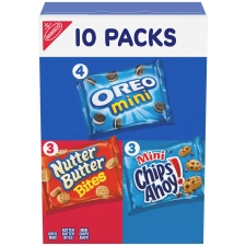 Nabisco Cookie Variety Pack - OREO Mini, Nutter Butter Bites, CHIPS AHOY! Mini - 10 Snack Packs