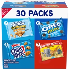 Nabisco Team Favorites Variety Pack: OREO, CHIPS AHOY!, Teddy Grahams & Barnum's, 30 Snack Packs