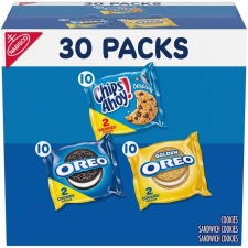 Nabisco Sweet Treats Variety Pack - OREO, OREO Golden & CHIPS AHOY! Cookies, 30 Snack Packs (2 Cookies per Pack)