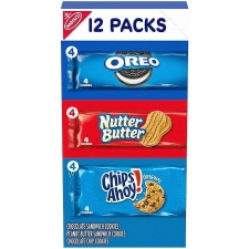 Nabisco Cookie Variety Pack: OREO, Nutter Butter, Chips Ahoy! - 12 Snack Packs (4 Cookies Each)