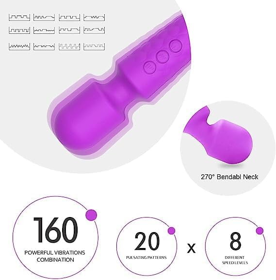 TIFOR Portable Electric Handheld Massager for Neck and Back - Rechargeable and Waterproof - Purple