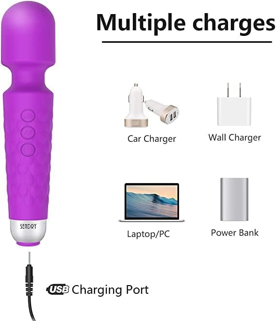 TIFOR Portable Electric Handheld Massager for Neck and Back - Rechargeable and Waterproof - Purple