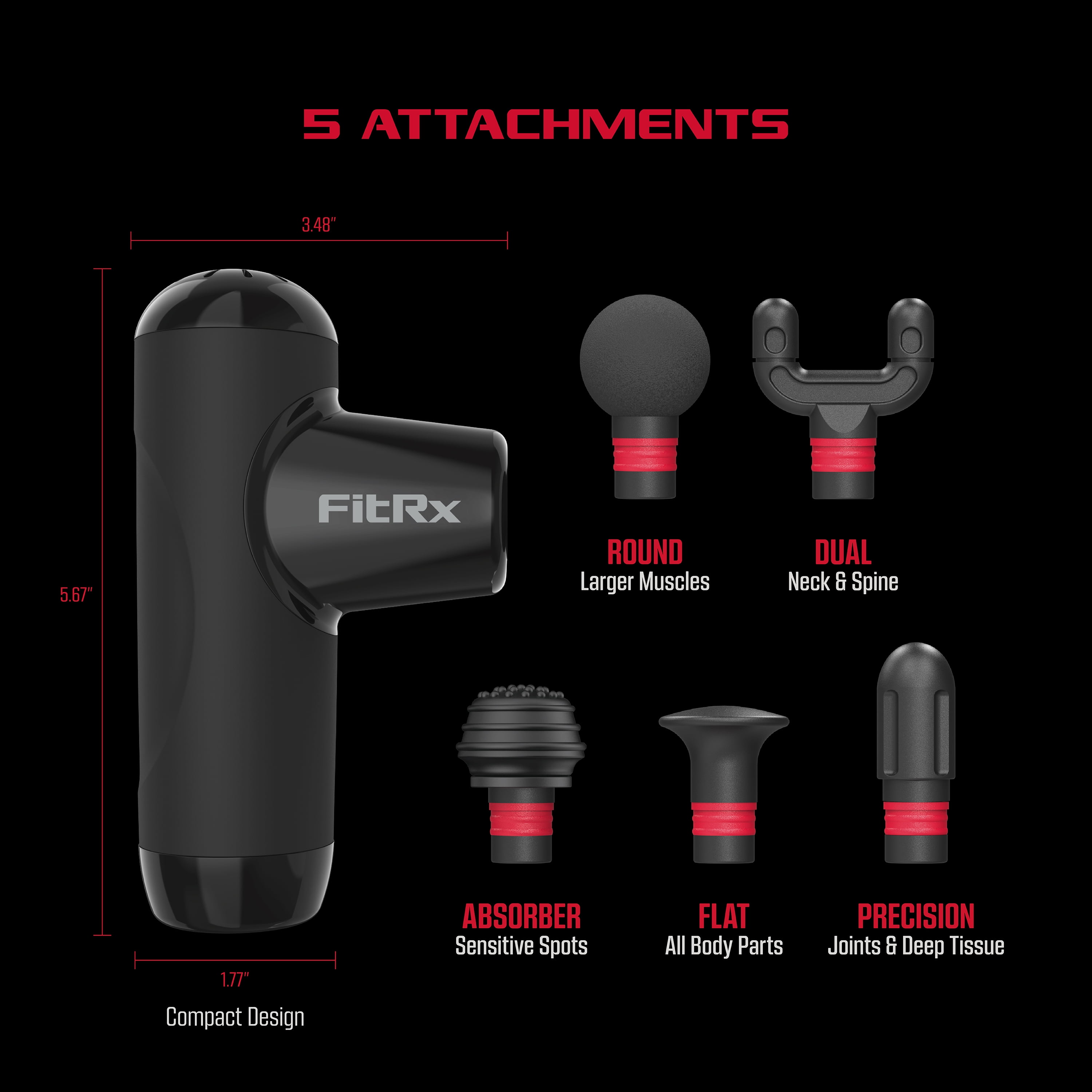 FİTRX Mini Pro Neck & Back Massager - Handheld Deep Tissue Muscle Massage Gun