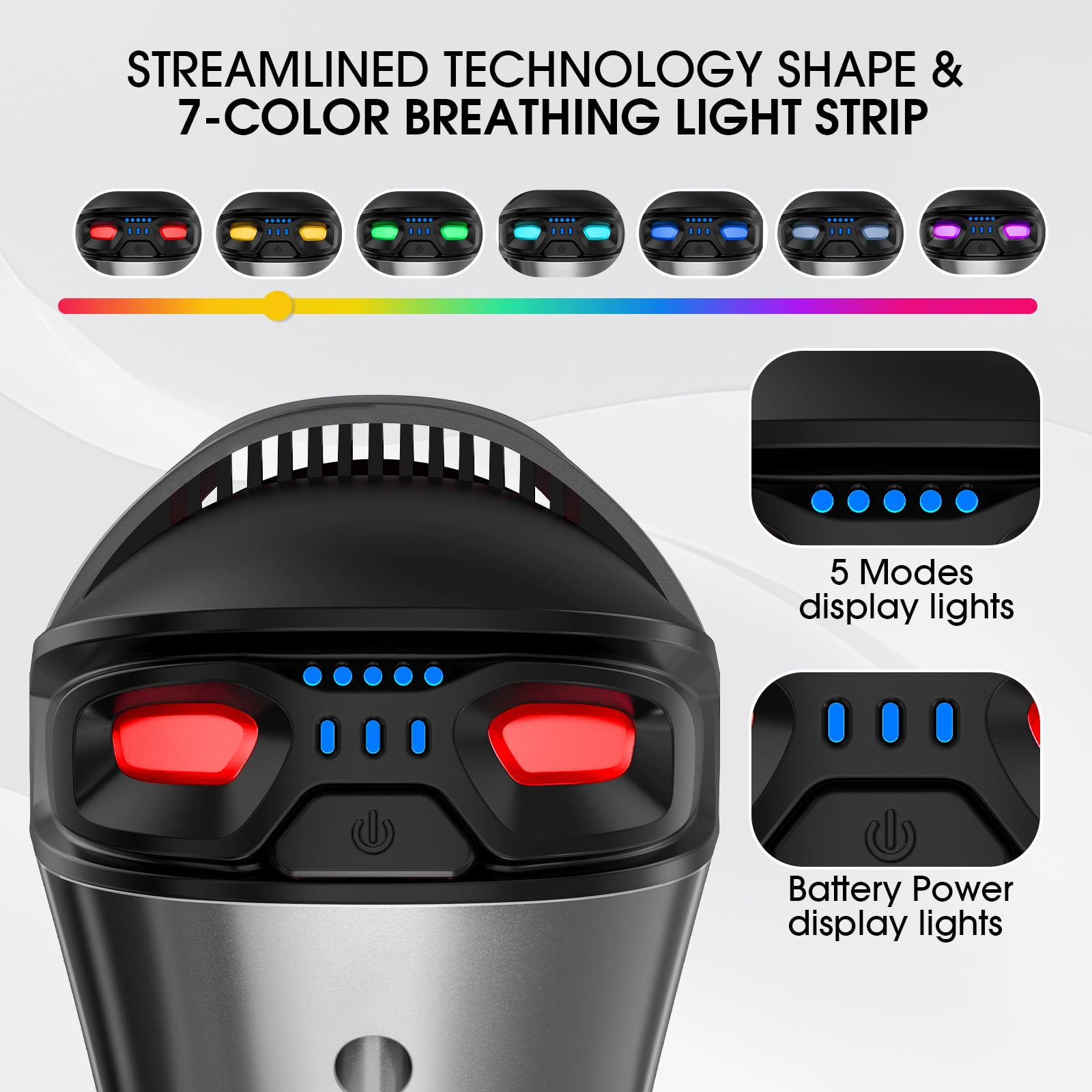 POSRUE DEEP TISSUE MASSAGE GUN WITH 5 SPEEDS & 8 HEADS, GRAY