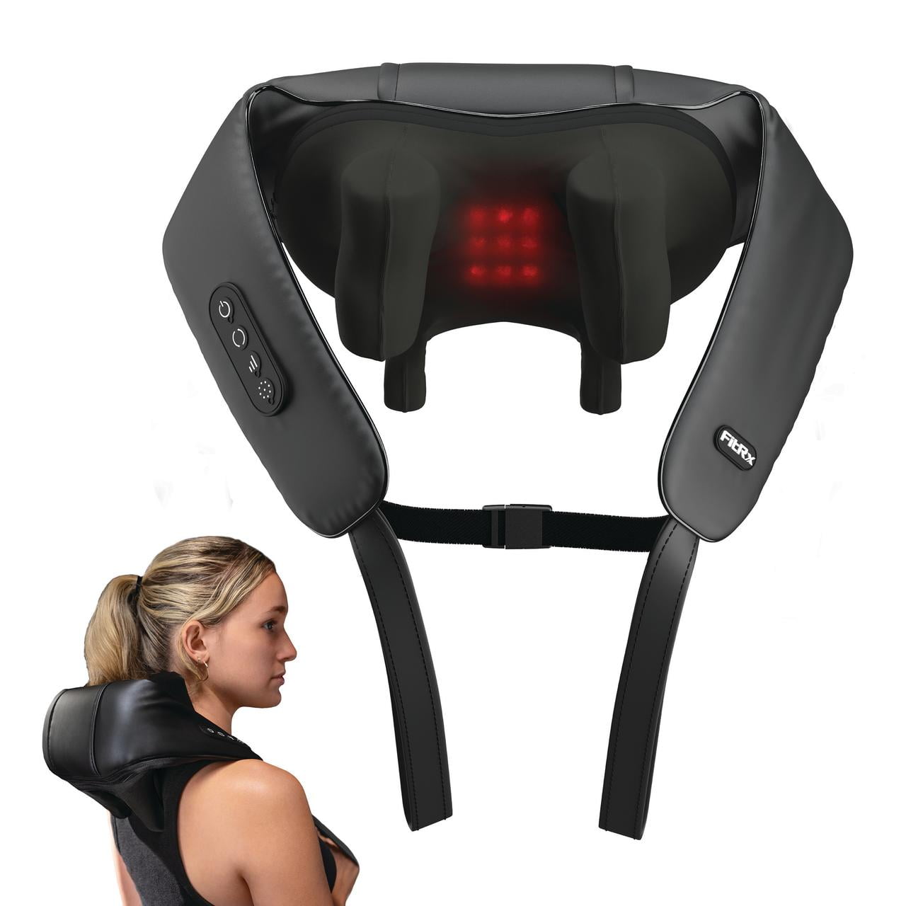 Fitrx Cordless Heated Shiatsu Back & Neck Massager for Neck and Shoulders
