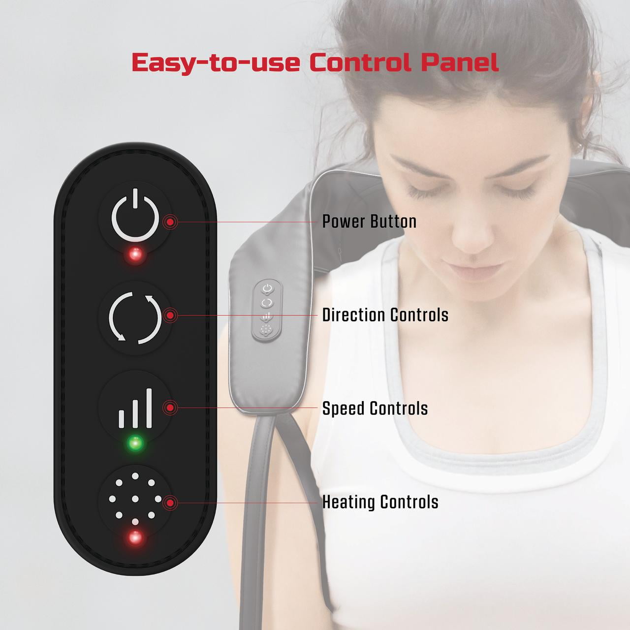 Fitrx Cordless Heated Shiatsu Back & Neck Massager for Neck and Shoulders