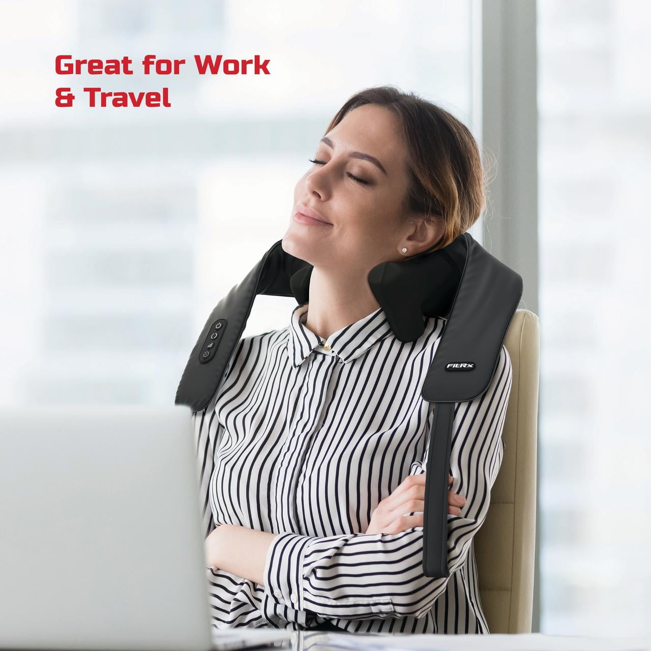 Fitrx Cordless Heated Shiatsu Back & Neck Massager for Neck and Shoulders
