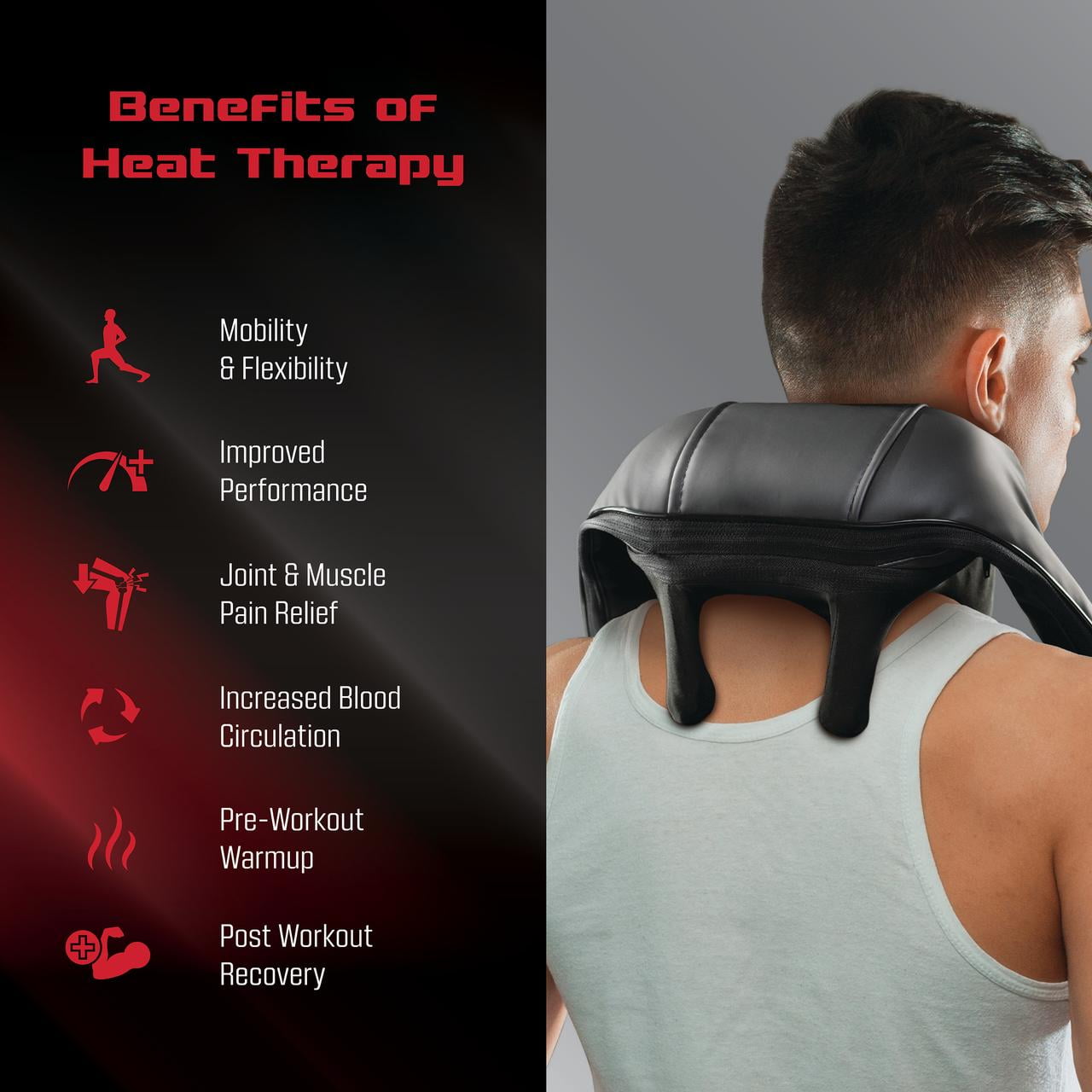 Fitrx Cordless Heated Shiatsu Back & Neck Massager for Neck and Shoulders
