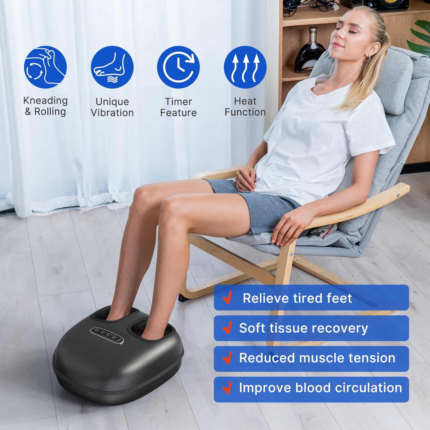 Renpho Shiatsu Foot Massager with Heat | Boost Blood Circulation | Fits Up to Size 11 | Black