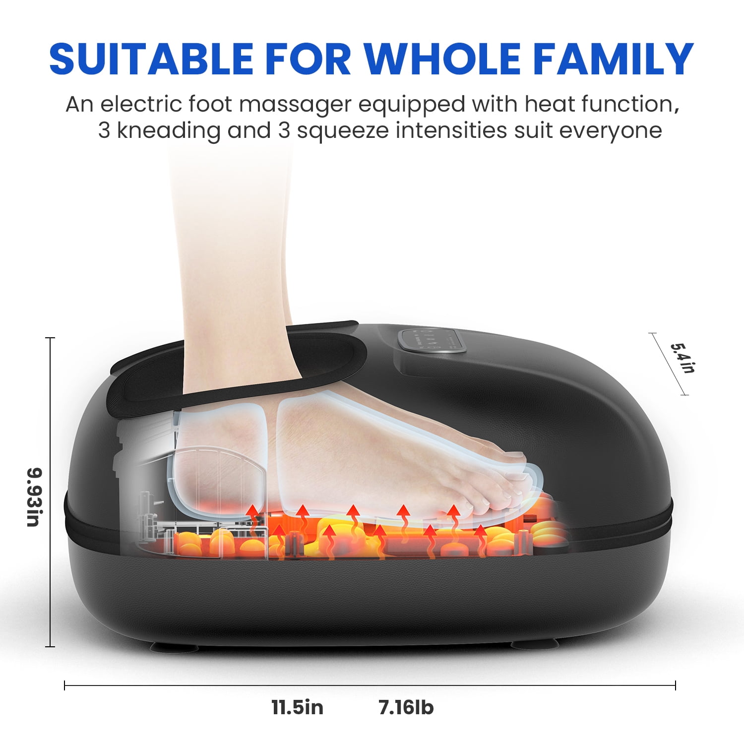Renpho Shiatsu Foot Massager with Heat | Boost Blood Circulation | Fits Up to Size 11 | Black