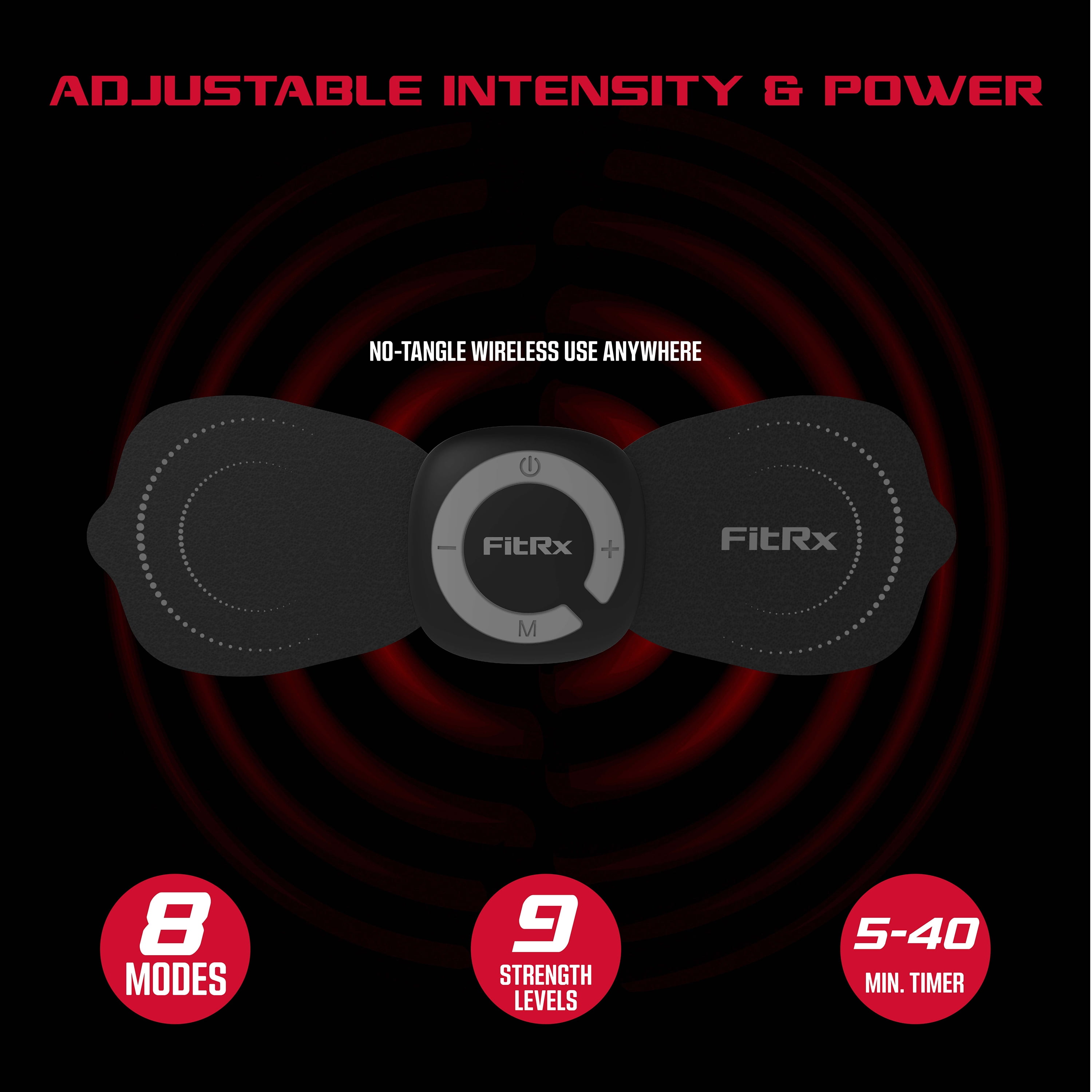 FitRx Electrode Wireless Massager - Rechargeable TENS Unit with App Control